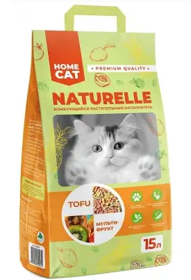 Купить homecat naturelle  Комкующийся растительный наполнитель для кошек с ароматом мультифрукт