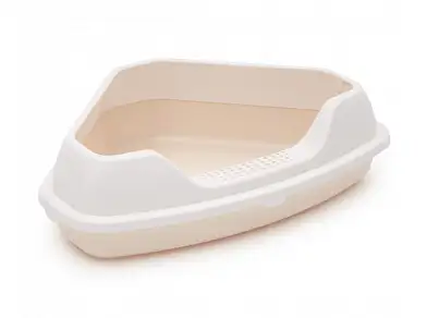 ALTA Лоток для кошек угловой с бортиком, бежевый