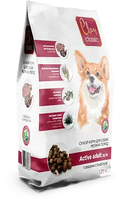 Clan Classic  Active-25/16 сухой корм для активных собак мелких пород с говядиной и индейкой
