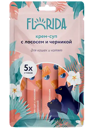 Купить florida лакомство Крем-суп для котят и кошек с лососем и черникой