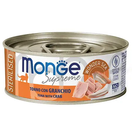 Купить monge supreme sterilized консервы для стерилизованных кошек из тунца с крабом, консервы