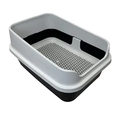 HOMECAT Комфорт плюс туалет для кошек с бортиком и сеткой черно-белый
